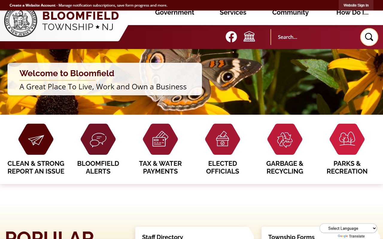 Bloomfield Township government website portal for police records requests