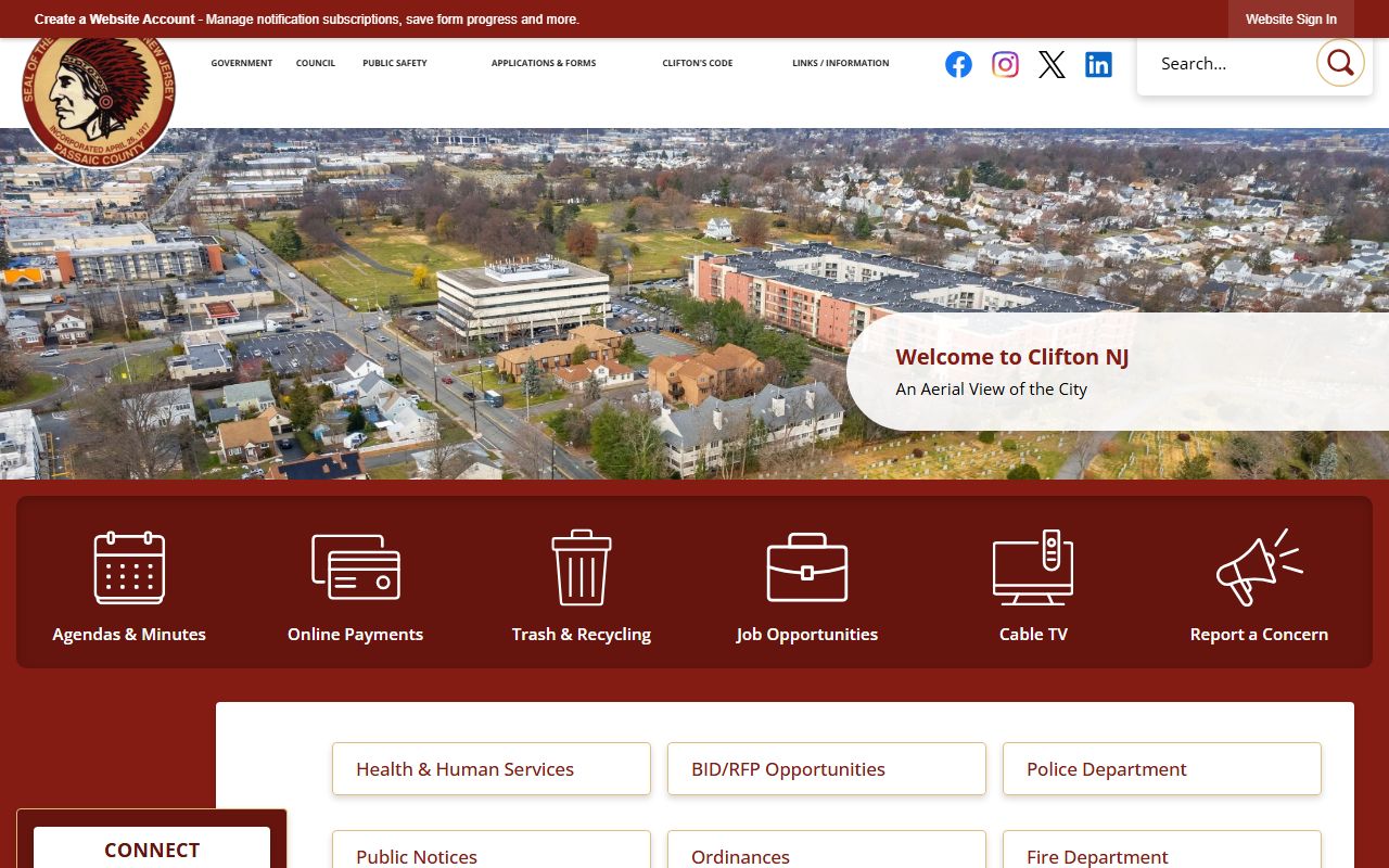 City of Clifton official website portal for police records and OPRA request forms