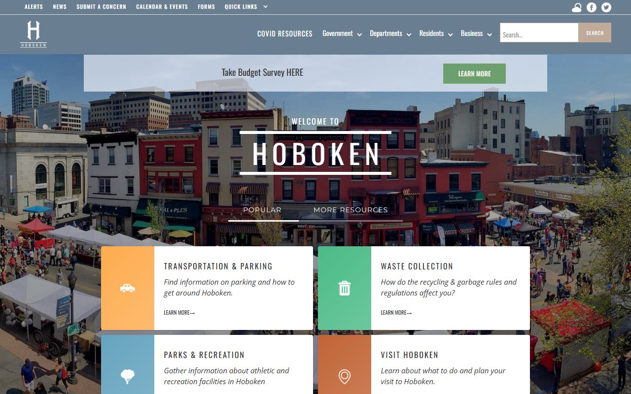 Hoboken city official website portal for police record requests
