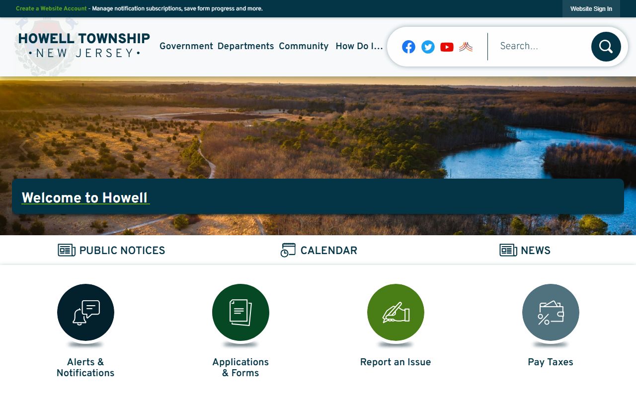 Howell Township government website portal for police records access