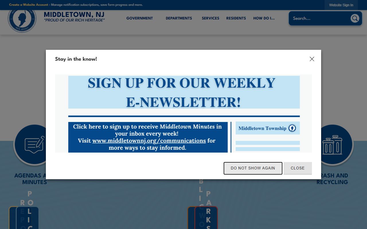 Middletown Township official website for police records and municipal services