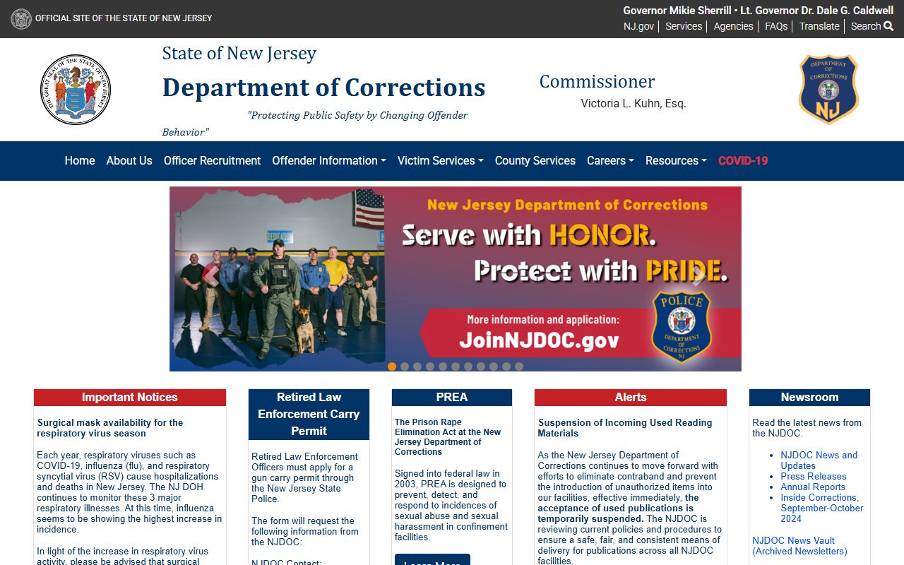 New Jersey corrections portal for Cumberland County police records