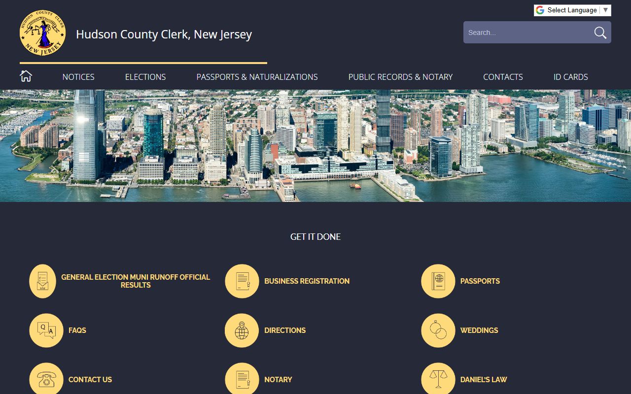 Hudson County Clerk website for public records