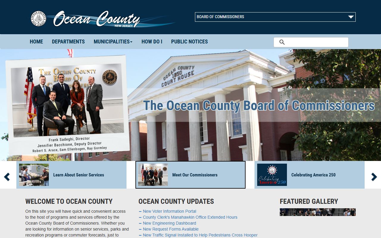 Ocean County government portal for police records and public services