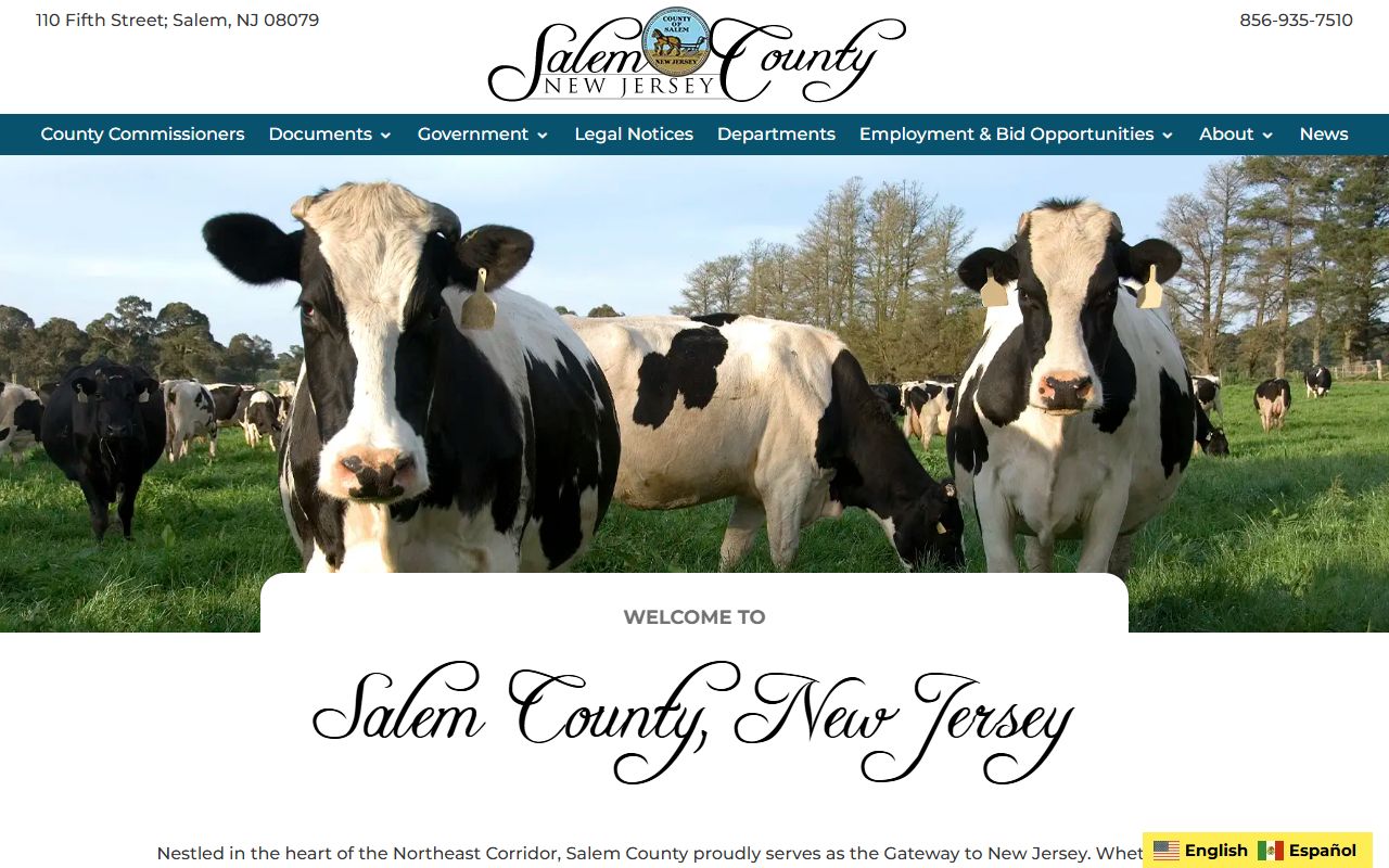 Salem County government portal for police records