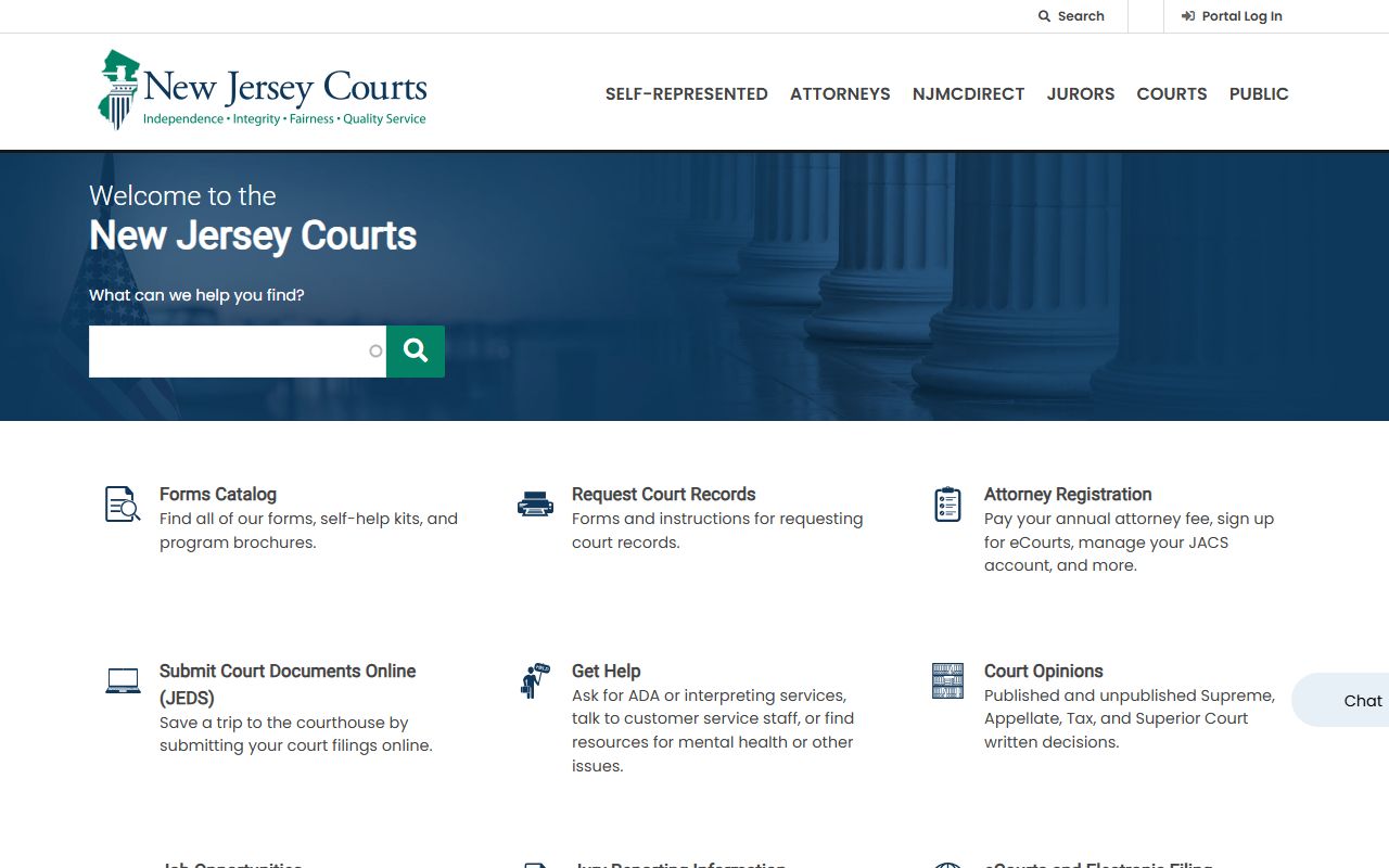 Court records portal for Salem County police records
