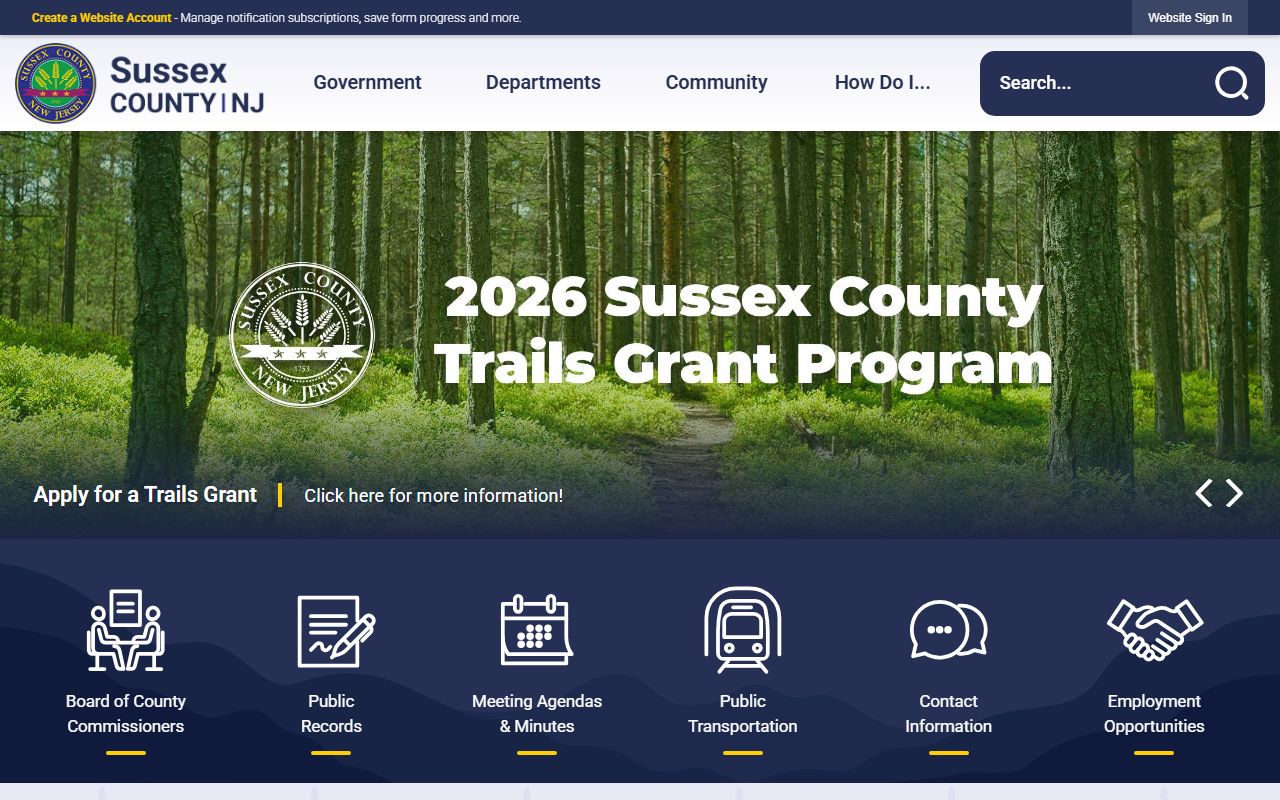 Sussex County government portal for police records